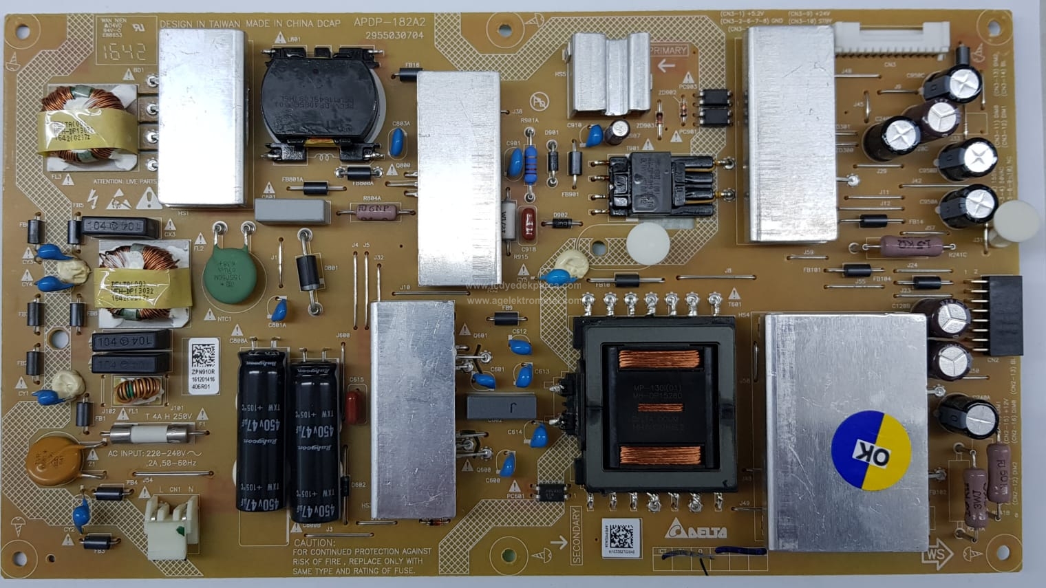 APDP-182A2 , 2955030704 , ZPN910R , ZPN120 , ARÇELİK , 057U49-A89 , 49VLX9600 , Power Board , Besleme Kartı , PSU